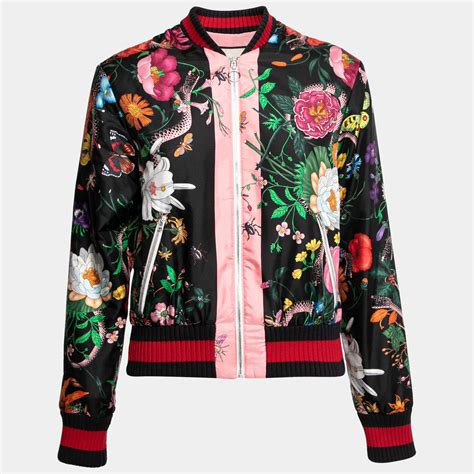 gucci printed silk bomber jacket|Gucci bomber jacket women.